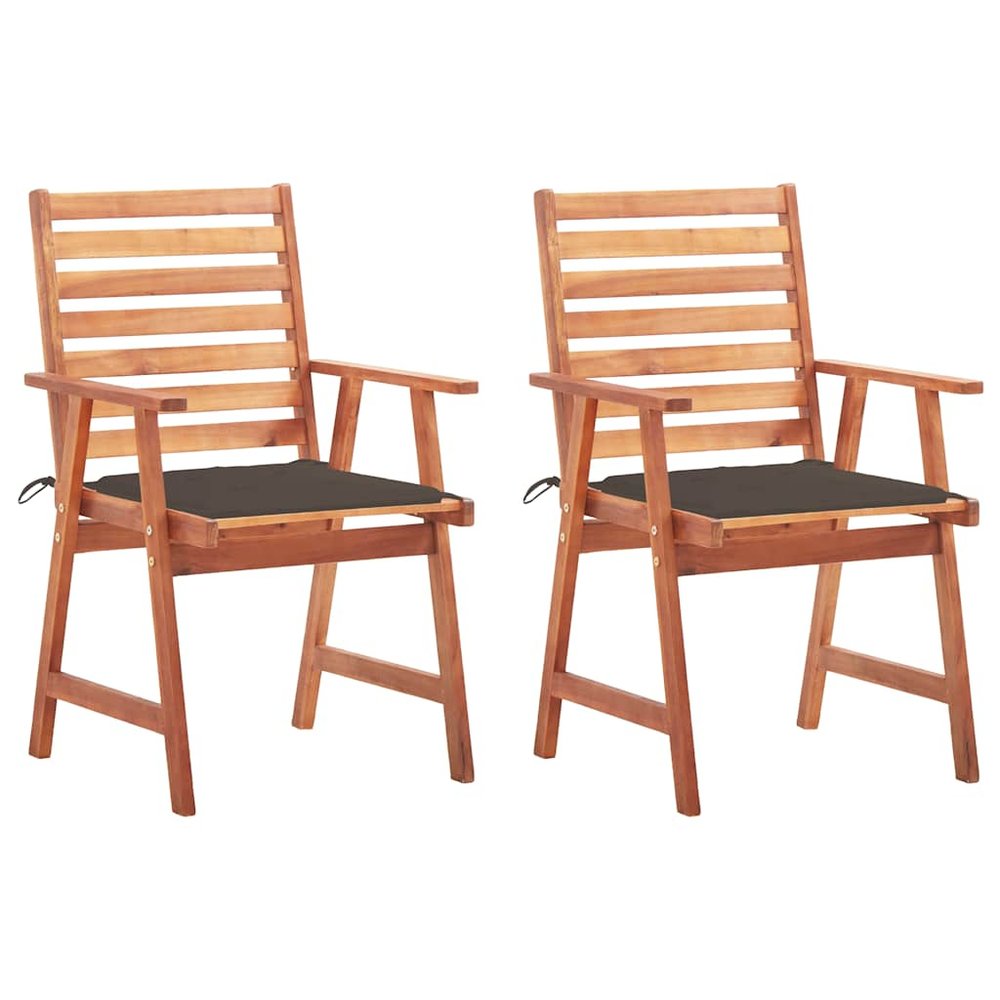 vidaXL Outdoor Chair Set of 2 Taupe Solid Acacia Wood, 100% Polyester