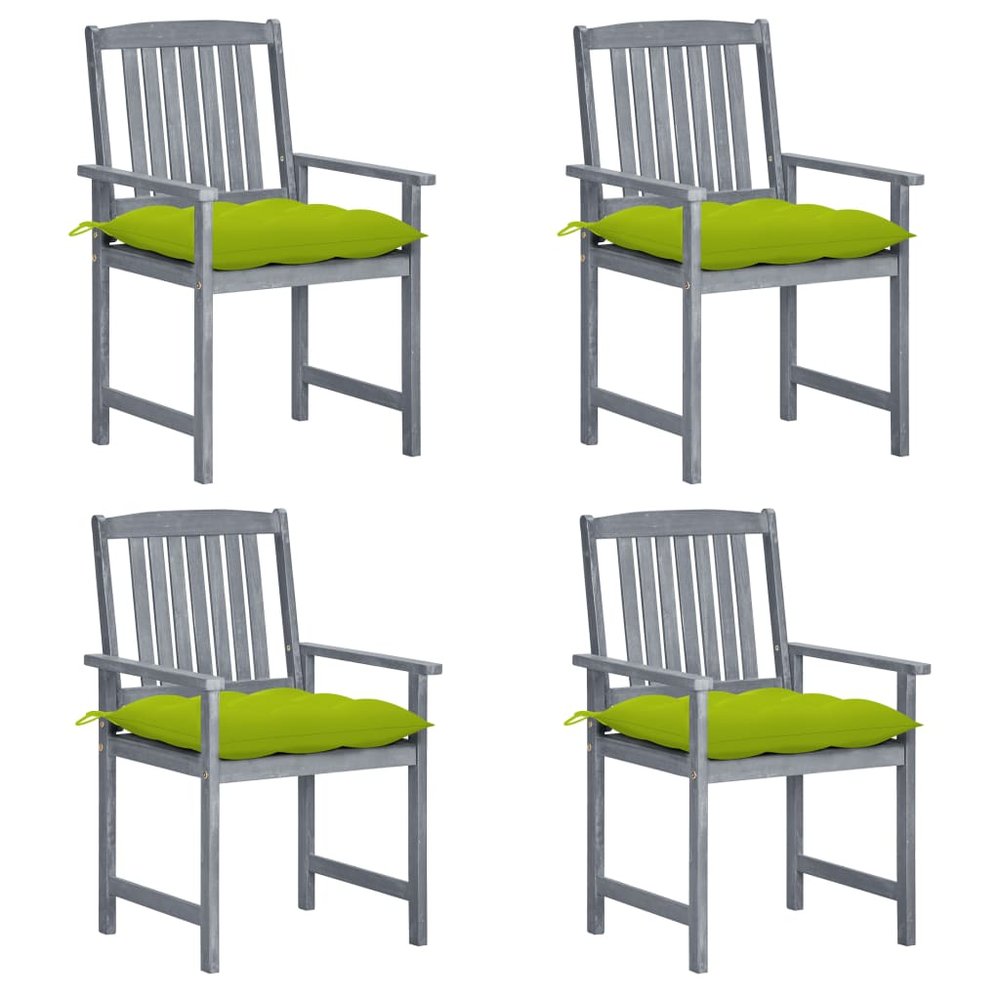 vidaXL Patio Chair Set of 4 Gray Solid acacia wood, 100% polyester
