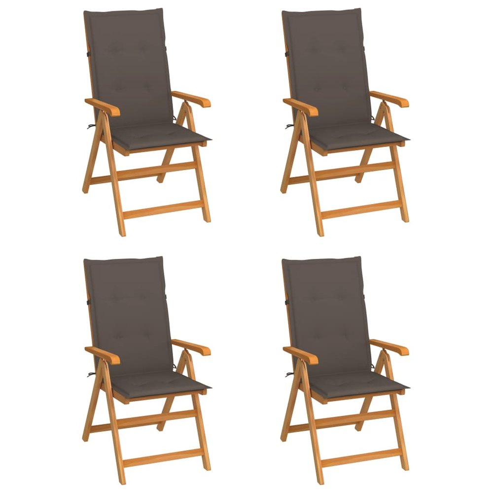 vidaXL Garden Chair Set of 4 Taupe Smooth Teak Wood