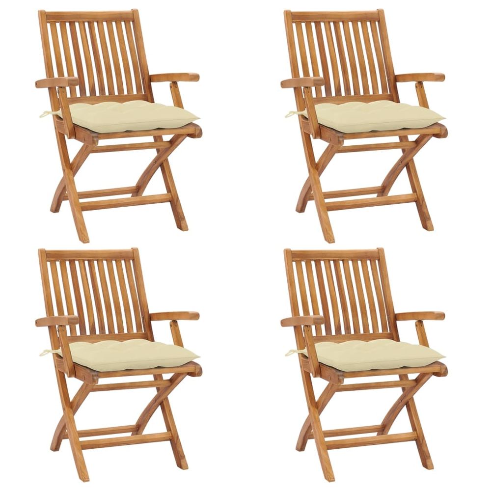 vidaXL Garden Chair Set of 4 Teak Teak wood Standard Foldable