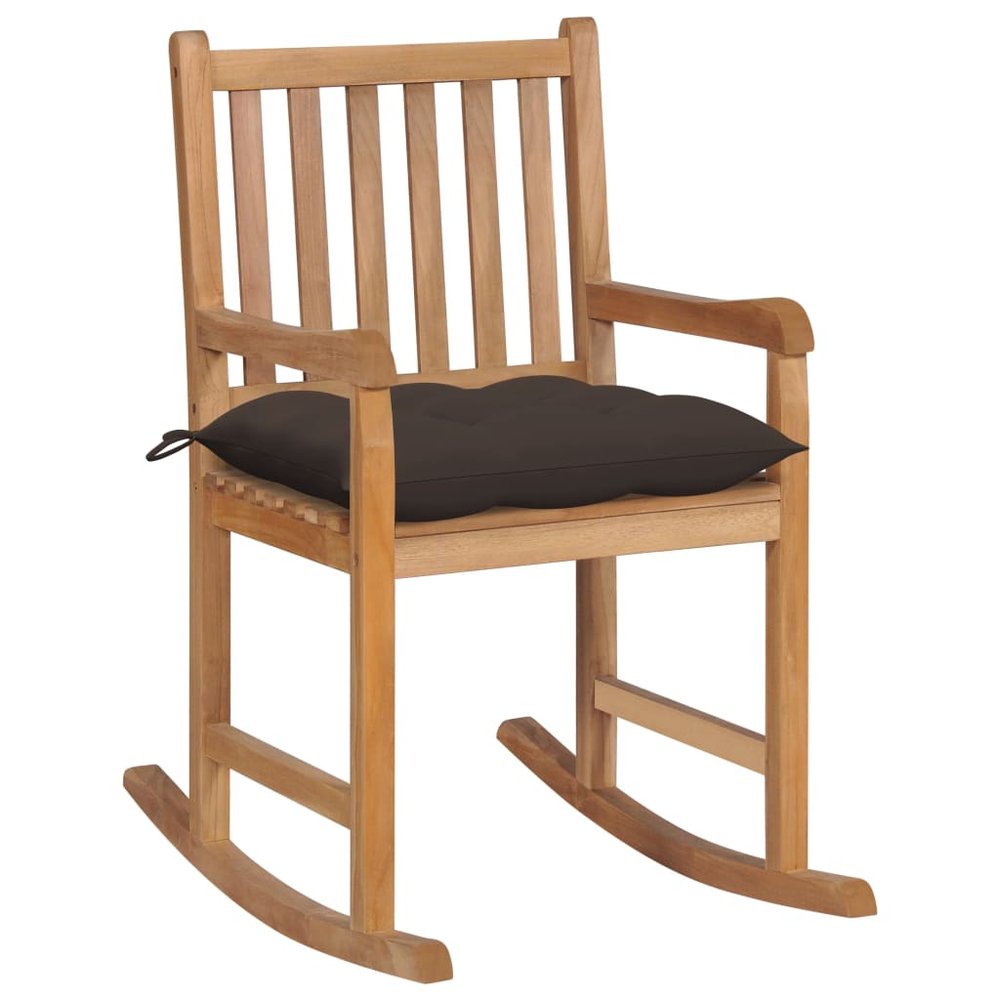 vidaXL Rocking Chair Taupe, Natural Teak Fine Sanded Teak Hardwood