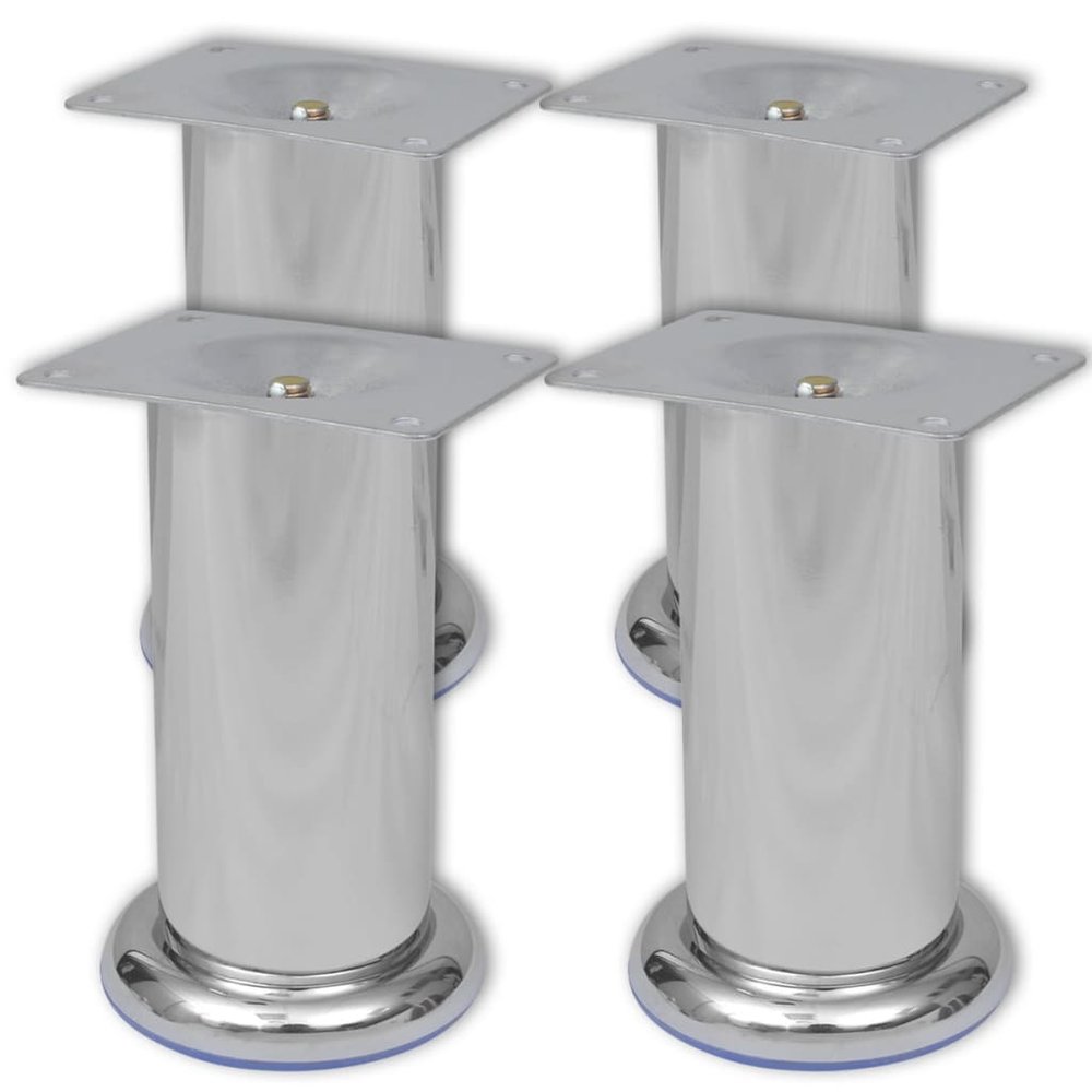 vidaXL Sofa Leg Set of 4 Chrome Iron 4.7 in height Durable Sofa Legs