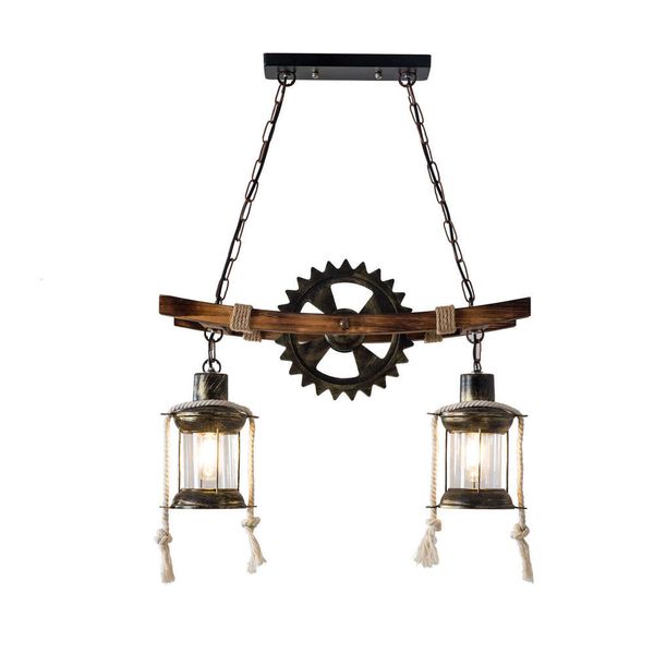Vintage farmhouse chandelier with rustic metal and distressed wood accents