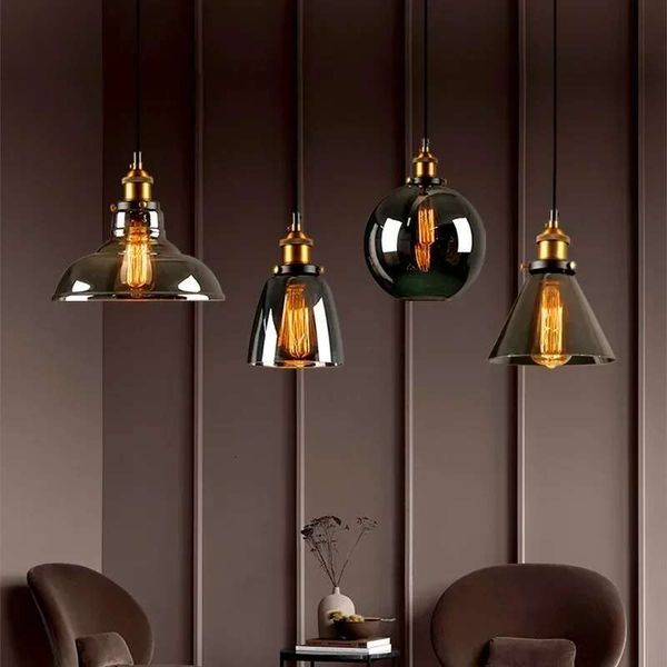 Vintage industrial-style glass pendant light for creative, personalized kitchen, dining, and living room decor