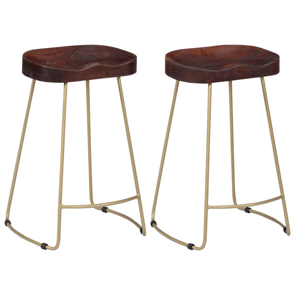 vidaXL Bar Chair Set of 2 Walnut brown and brass