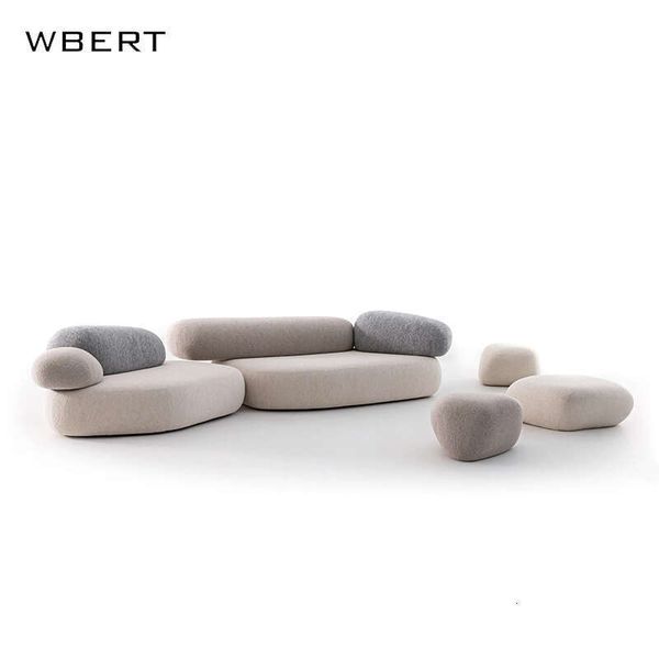 WBERT customizable pebble fabric sofa set in Italian minimalist style for living spaces, apartments, villas, and hotels