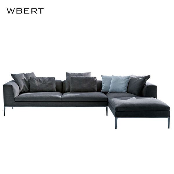 WBERT High Quality L-shaped Sofa Modern Fabric/leather Blue Factory Sale For Living Room Hotel Or Villa furniture
