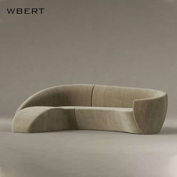 WBERT Italian Moon Curved Leisure Sofa Chair Set Postmodern Fabric Design Hotel Lobby Villa Living Room Sales Office Apartment f
