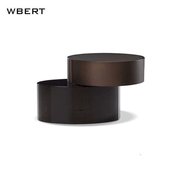 WBERT Modern Italian Minimalist Double-layer Coffee Table F Solid Wood Living Room Dining Round Side Nest