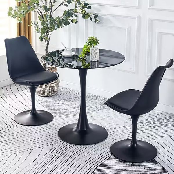White and black round coffee table for home or office decor