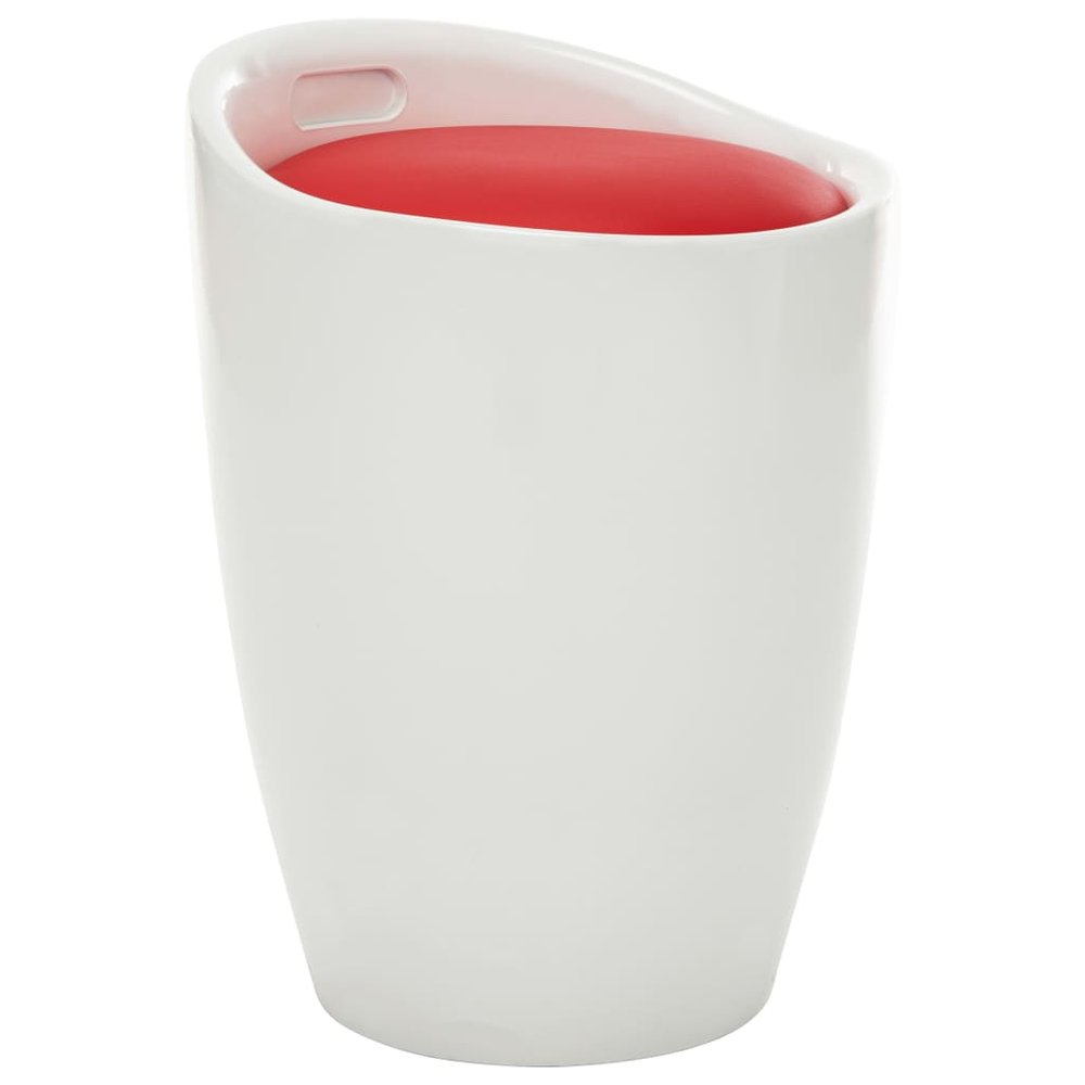 vidaXL Stool White and Red Faux Leather, Plastic Medium Stool Circular