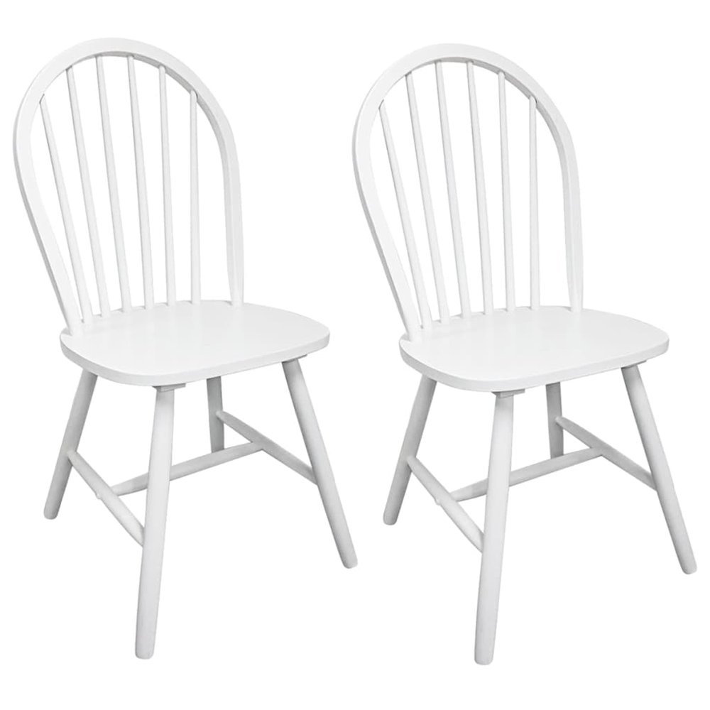 vidaXL Chair Set of 2 White Rubber wood Standard Durable Chair