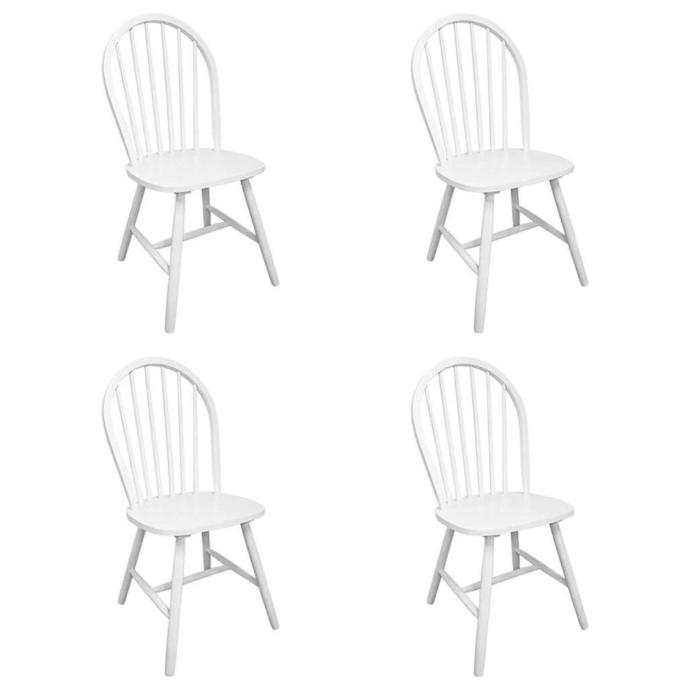 vidaXL Chair Set of 4 White Solid Rubber Wood Standard Durable Chair